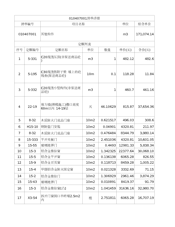 010407001  其他构件