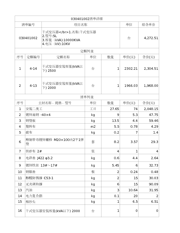 030401002  干式变压器</br>1.名称:干式变压器
