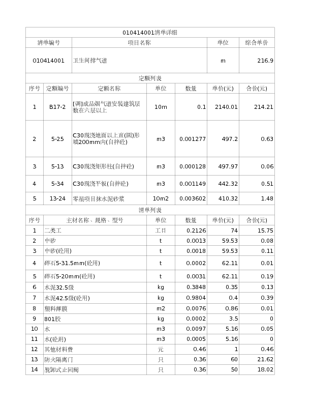 010414001  卫生间排气道
