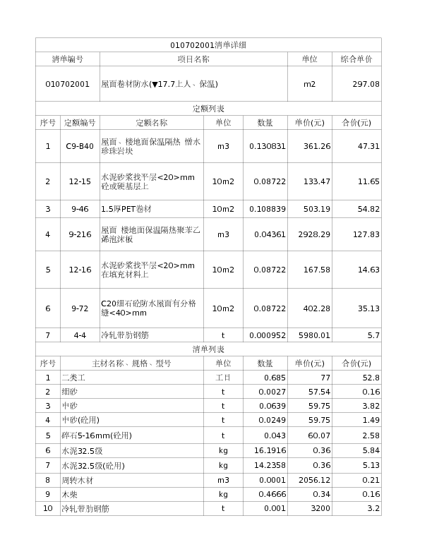 010702001  屋面卷材防水(▼17.7上人、保温)