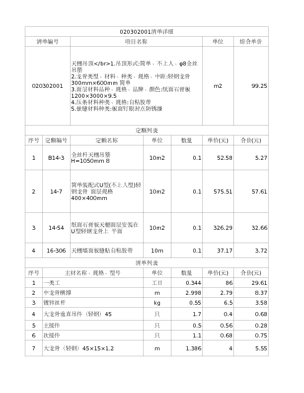 020302001  天棚吊顶</br>1.吊顶形式:简单、不上人、φ8全丝吊筋
