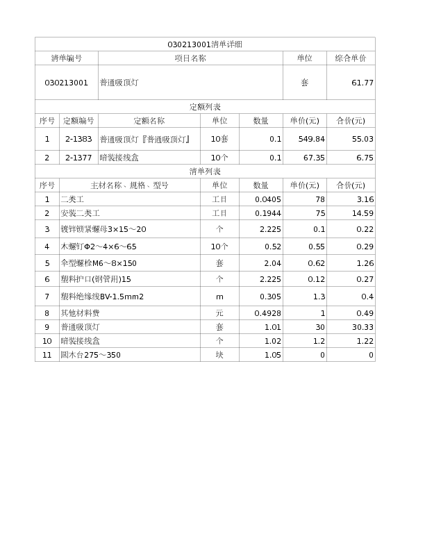 030213001  普通吸顶灯