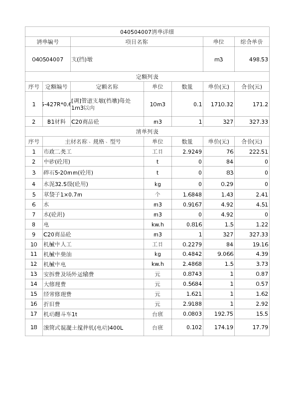 040504007  支(挡)墩