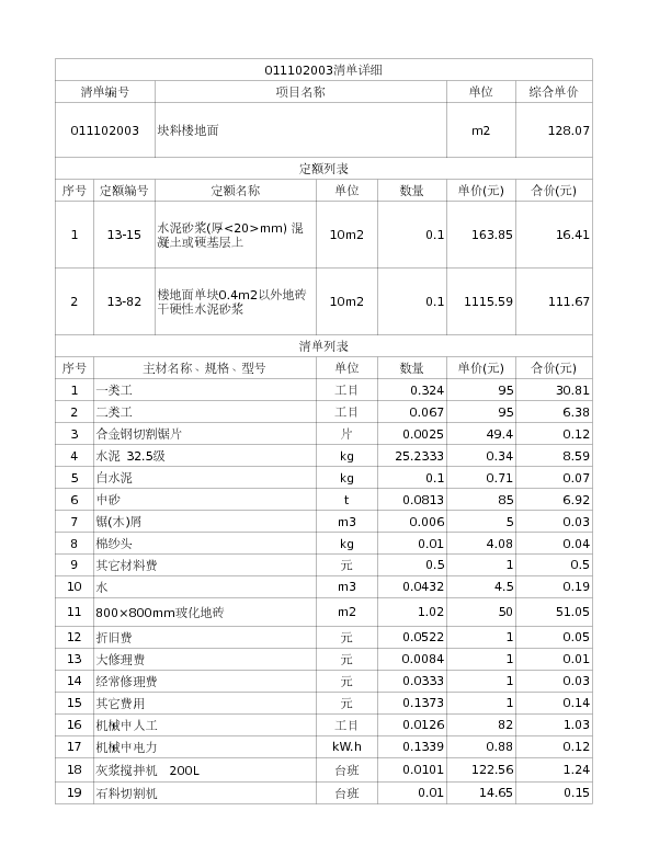 011102003  块料楼地面