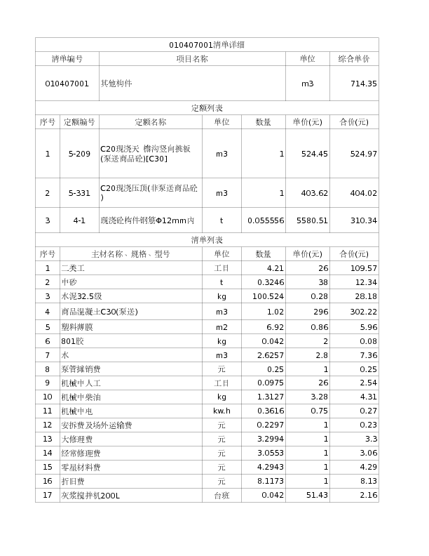 010407001  其他构件
