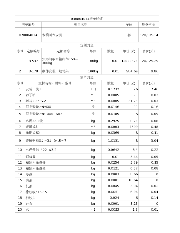 030804014  水箱制作安装