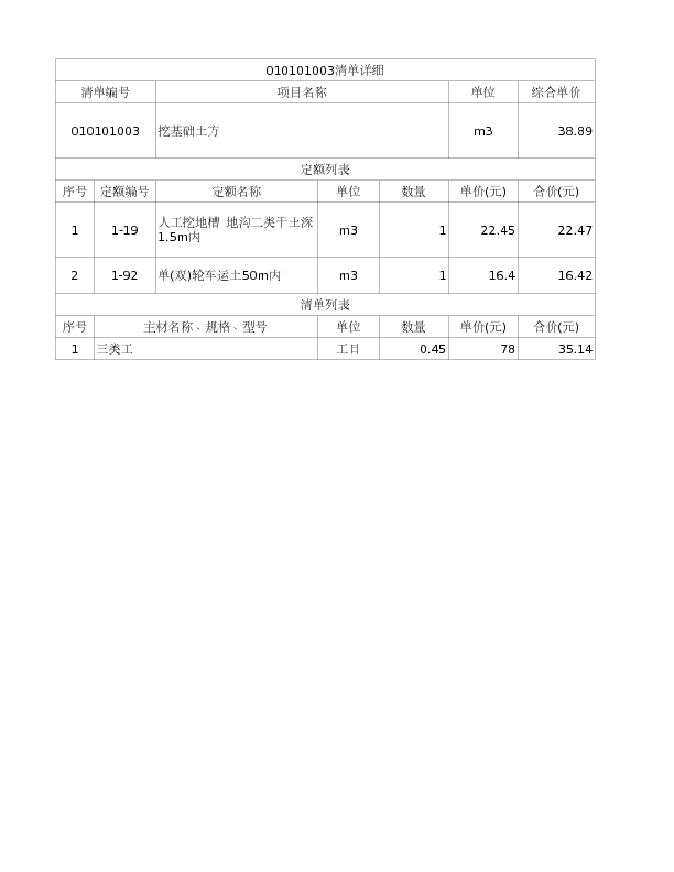 010101003  挖基础土方