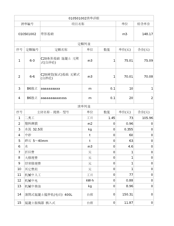 010501002  带形基础