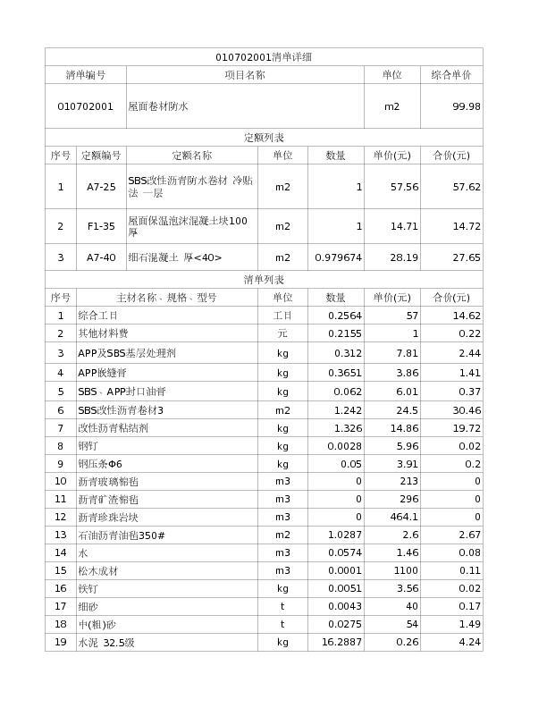 010702001  屋面卷材防水